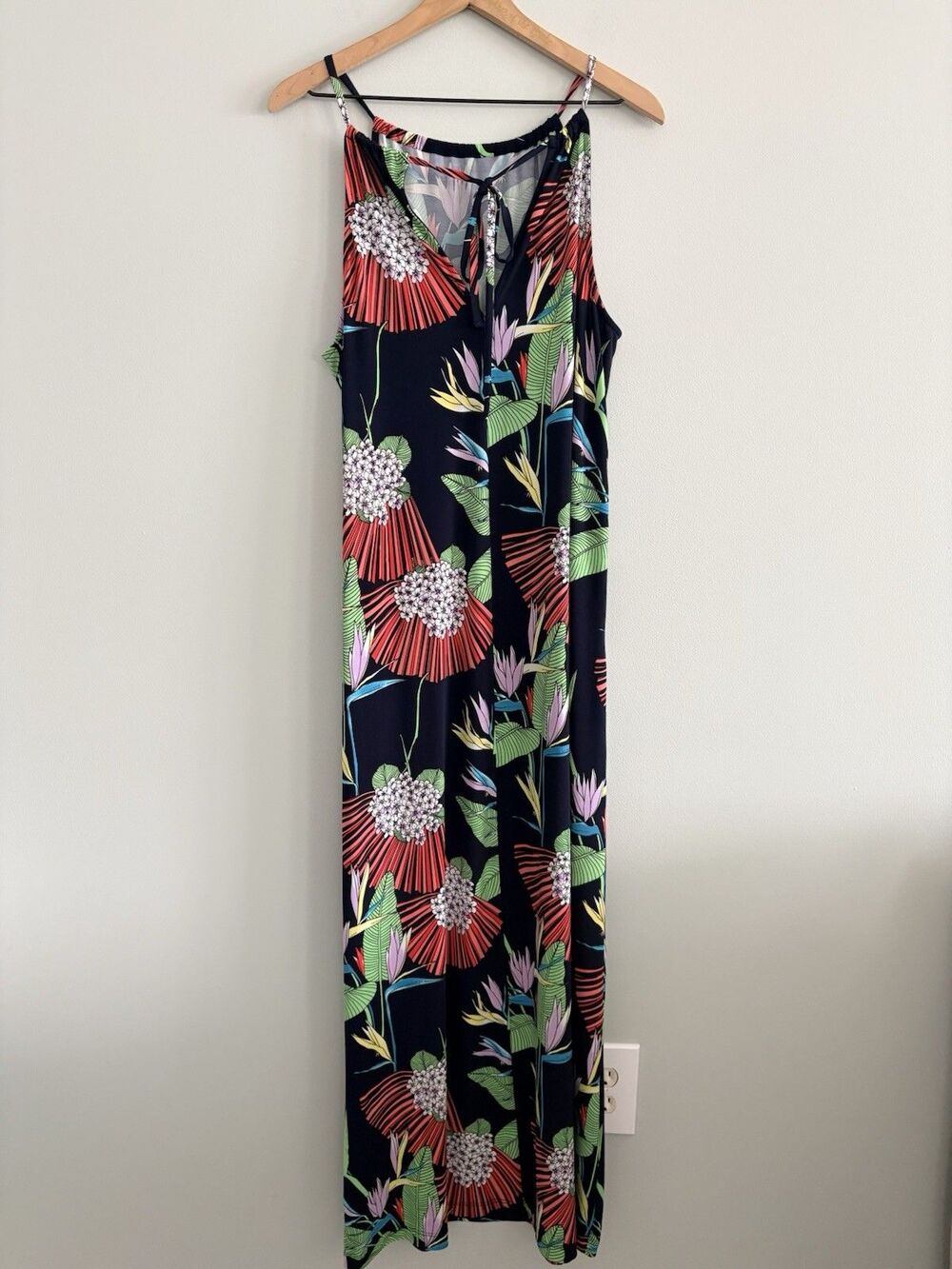 Trina Turk Milian 2 Floral Maxi Halter Dress Women Large Tropical Floral Resort - Picture 3 of 6